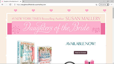Author Susan Mallery's Daughter's of the Bride - <a href='https://daughtersofthebride.susanmallery.com/' target='_blank'>https://daughtersofthebride.susanmallery.com/</a>