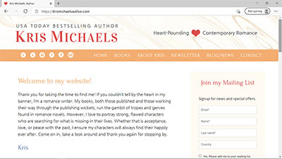 Author Kris Michaels - <a href='https://krismichaelsauthor.com/' target='_blank'>https://krismichaelsauthor.com/</a>