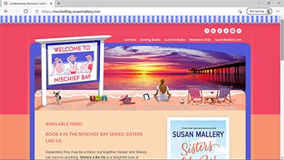 Author Susan Mallery's Mischief Bay - <a href='https://mischiefbay.susanmallery.com/' target='_blank'>https://mischiefbay.susanmallery.com/</a>